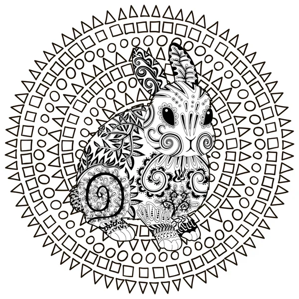 Mintás nagy részletességgel nyúl a zentangle stílus. — Stock Vector