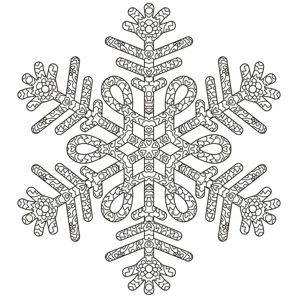 Hand drawn antistress snowflake. — Stock Vector