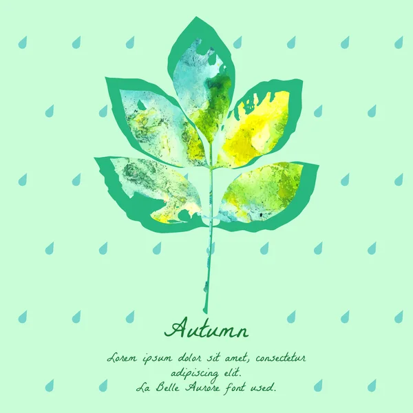 Ash blad met aquarel patroon voor herfst ontwerp. — Stockvector