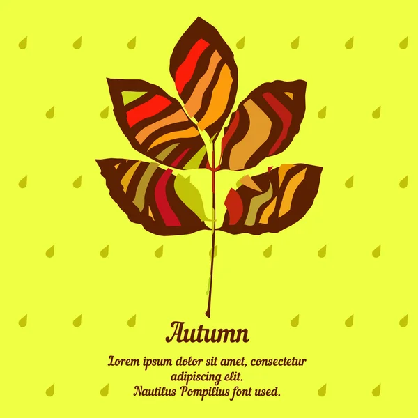 Ash leaf with abstract pattern for autumn design. — Stock Vector