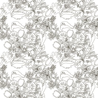 Kır çiçekleri ile çiçek seamless modeli.