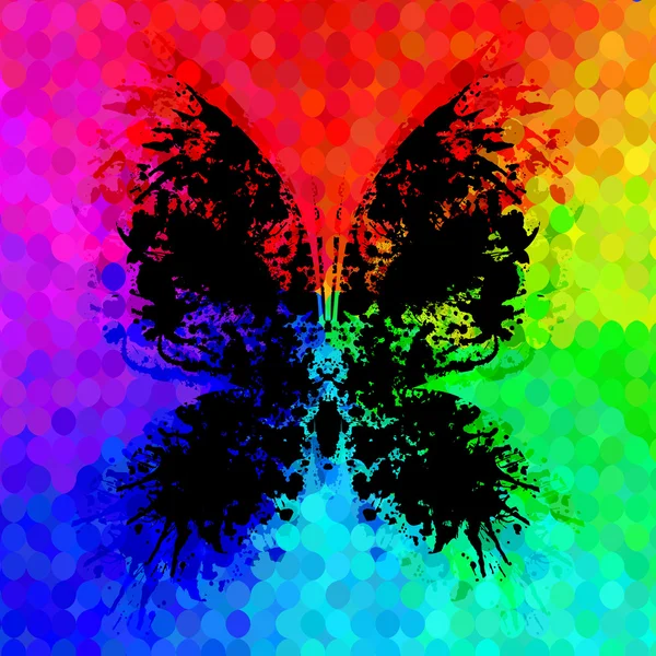 Silhouette eines von Klecksen bemalten Schmetterlings. — Stockvektor