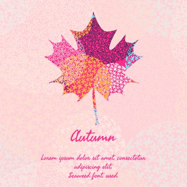 Maple leaf with abstract pattern for autumn design.  clipart