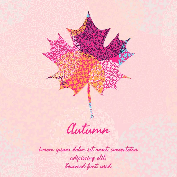 Maple leaf with abstract pattern for autumn design. — Stock Vector