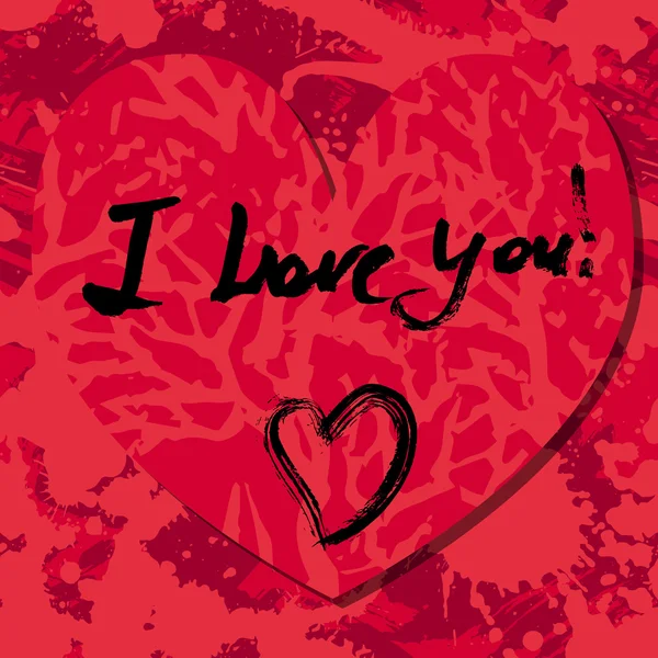 Grunge valentine kaart met de hand getekende tekst. — Stockvector