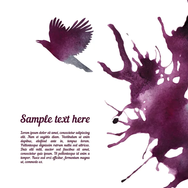 Vektör kartı şablonu suluboya kuş ile.