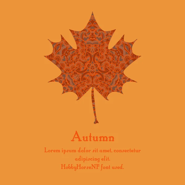 Hoja de arce con patrón abstracto para el diseño de otoño . — Archivo Imágenes Vectoriales