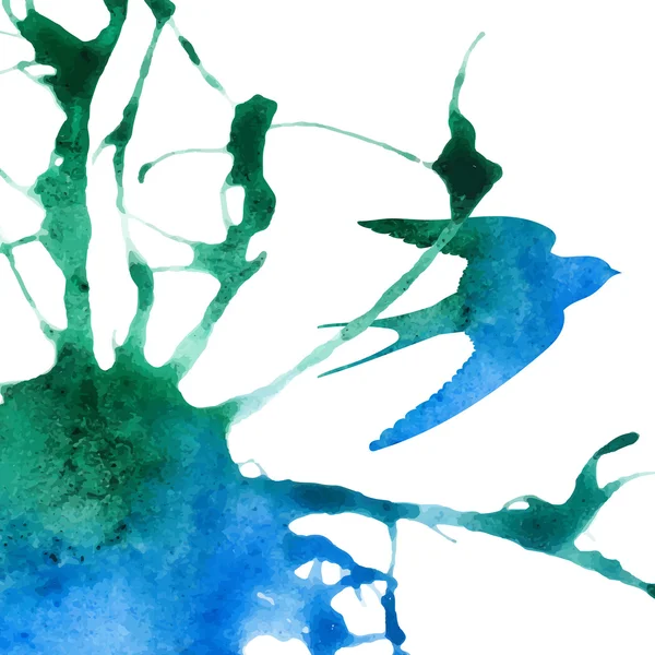 Suluboya soyut kuş.