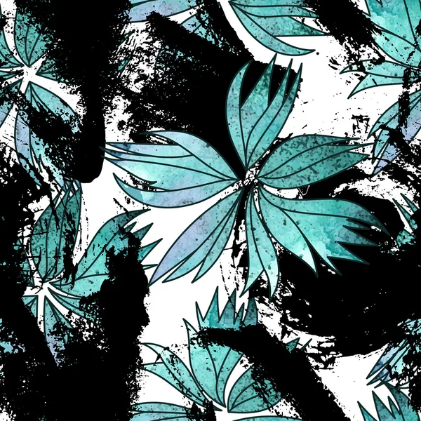 Güzel suluboya çiçekli seamless modeli.