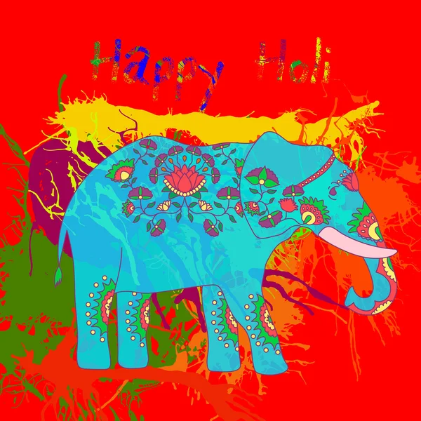 Prachtige vector kaart wit helephant en splatters. — Stockvector