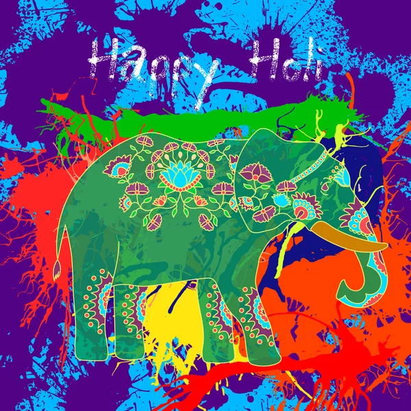 Prachtige vector kaart wit helephant en splatters. — Stockvector