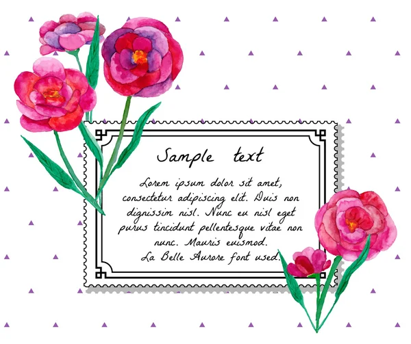 Kártya akvarell virágokkal — Stock Vector