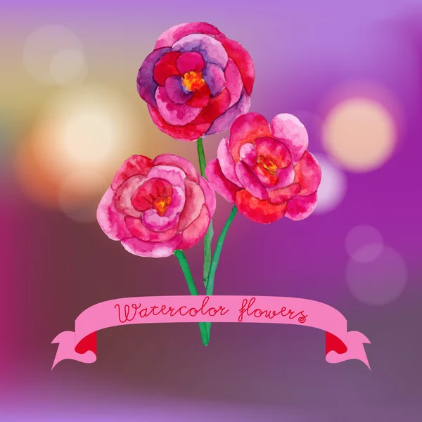 Cartão com flores aquarela — Vetor de Stock