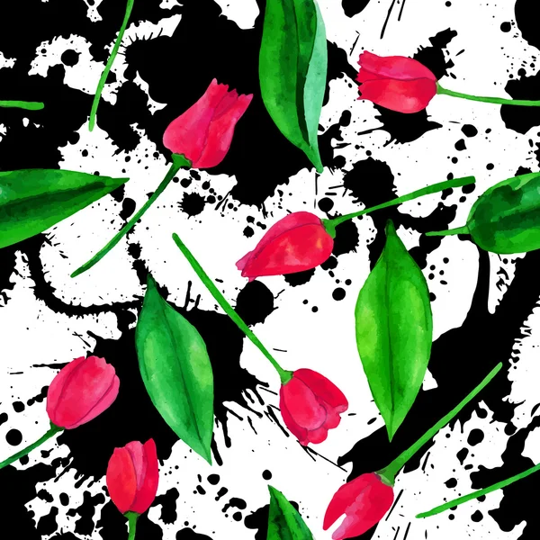 花とのシームレスなパターン. — ストックベクタ