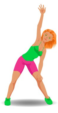 Aerobik egzersiz yaparak genç ve güzel kadın. 