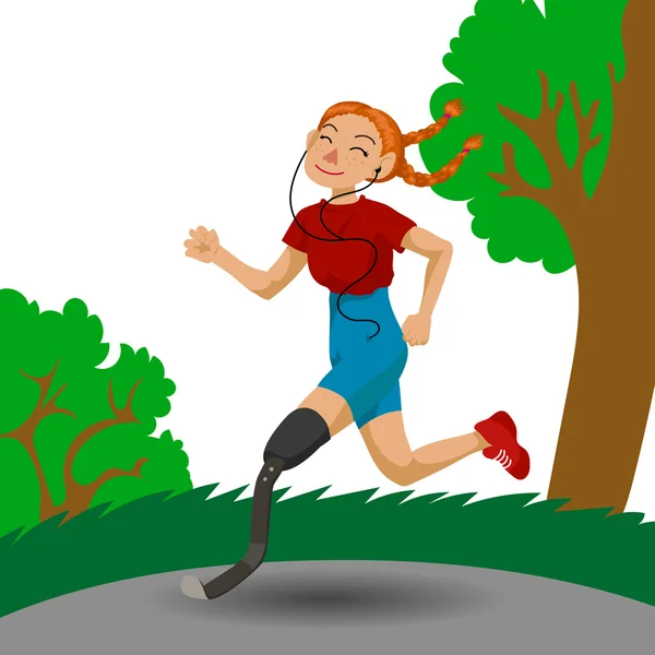Симпатичная бегущая девочка в стиле мультфильма . — стоковый вектор