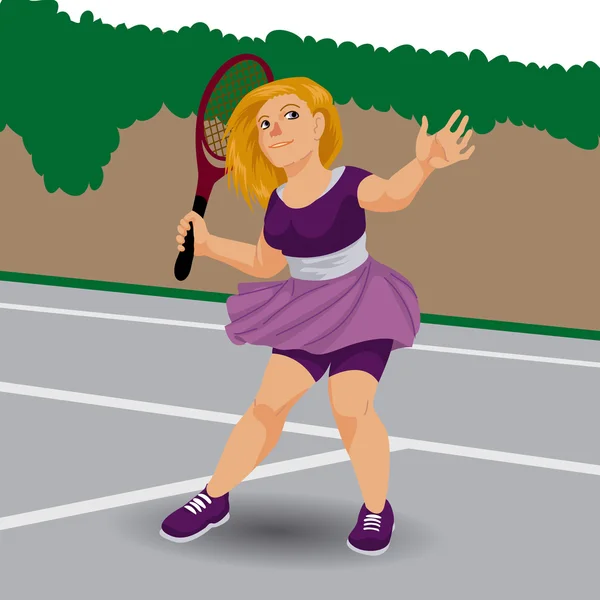 Lindo jugador de tenis en estilo de dibujos animados . — Archivo Imágenes Vectoriales