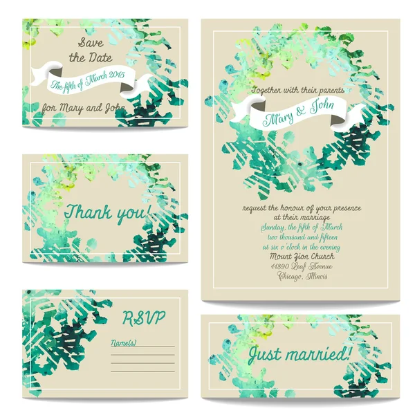 Conjunto de tarjetas de invitación . — Vector de stock