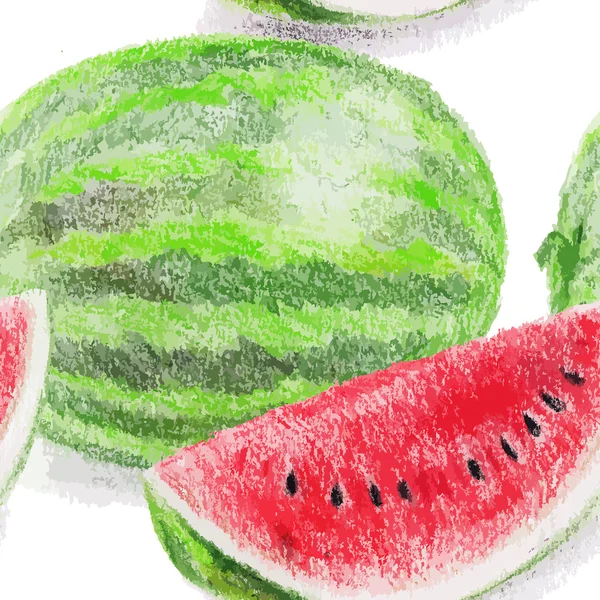 Nahtloses Muster von Wassermelonen — Stockvektor