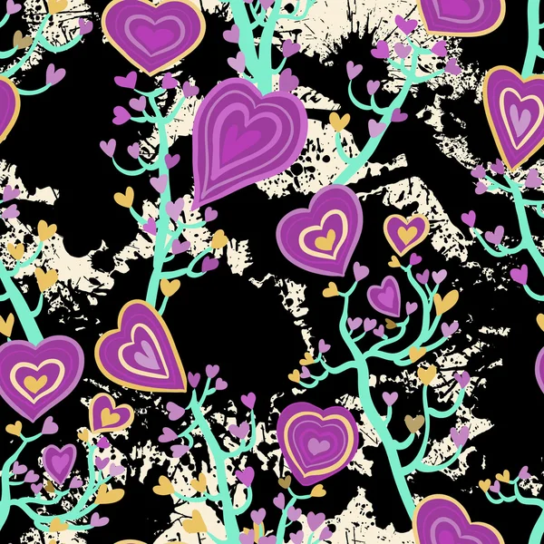 Seamless pattern with heart flowers — Stock Vector