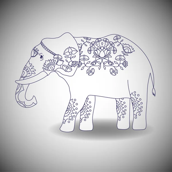 Indian elephant with beautiful pattern. — Stock Vector
