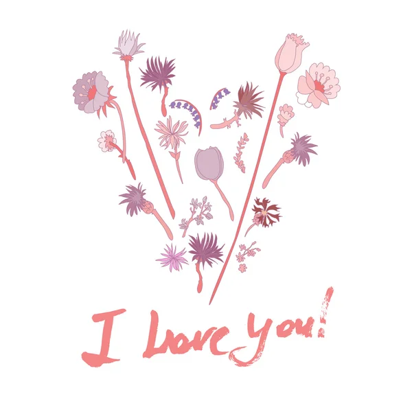 Grunge valentine card con testo disegnato a mano . — Vettoriale Stock