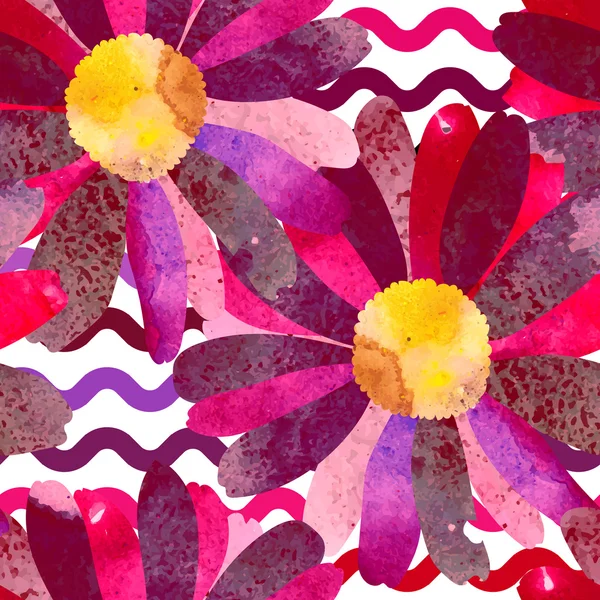 Απρόσκοπτη μοτίβο με λουλούδια ακουαρέλας. — Διανυσματικό Αρχείο