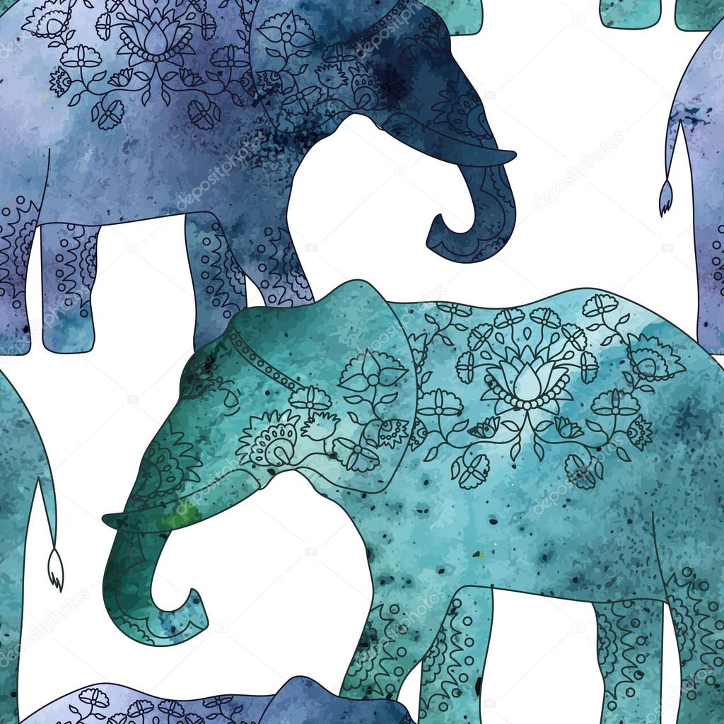 Indian elephant with beautiful pattern. 