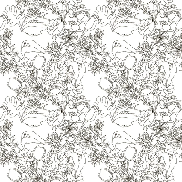 Patrón floral con flores silvestres . — Vector de stock