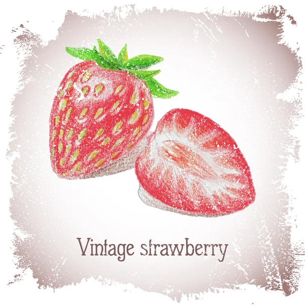 Vintage card with strawberry. — Stock Vector