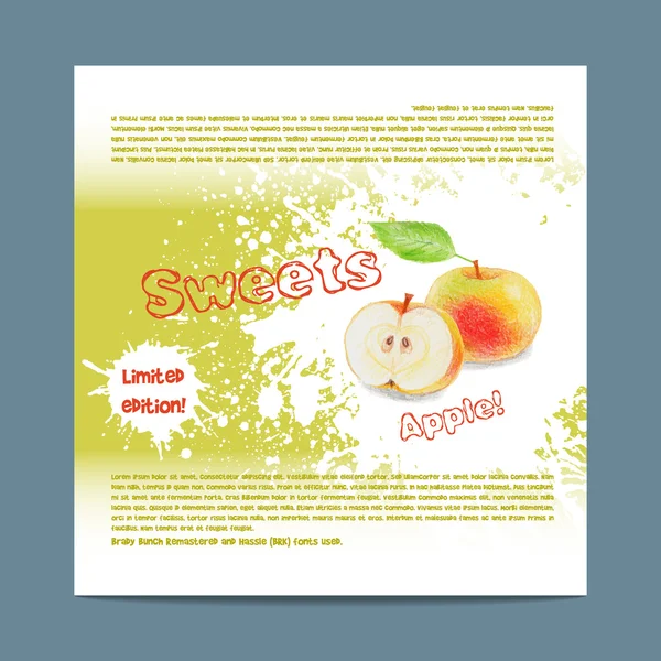 Embalaje de caramelos plantilla. Dulces de manzana . — Vector de stock