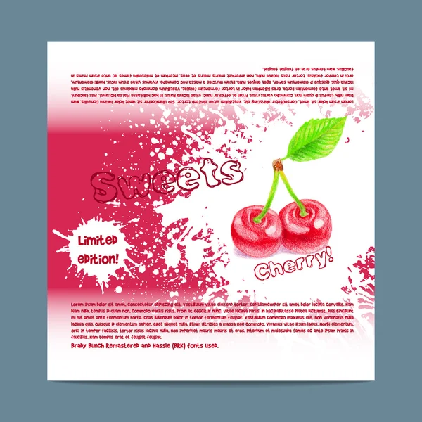 Template candy packaging. Cherry sweets. — Stock Vector