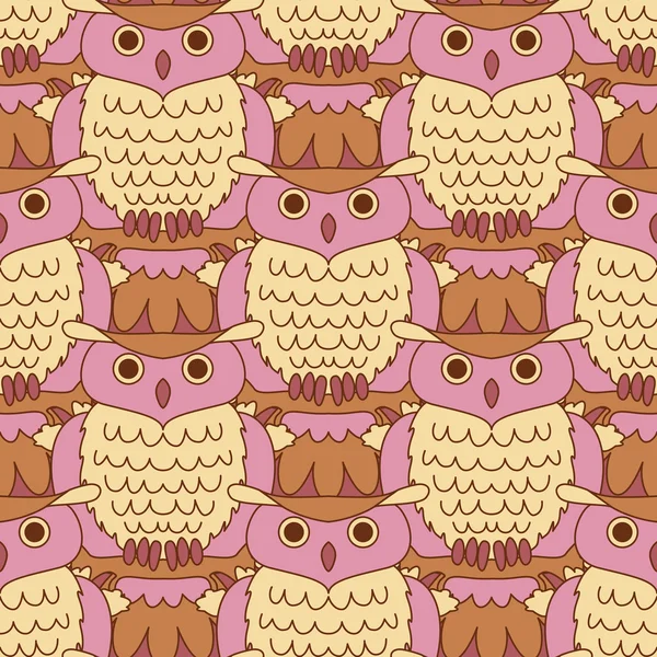Cute owl seamless pattern. — Stock Vector