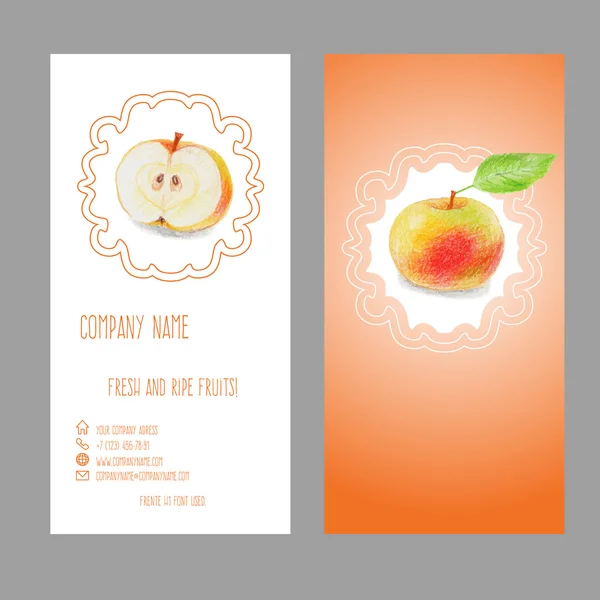 Carte de visite avec fruits . — Image vectorielle