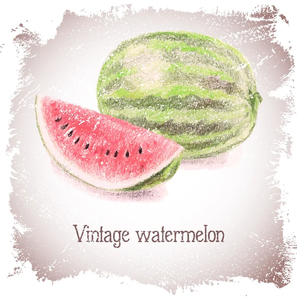 Vintage card with watermelon. — Stock Vector