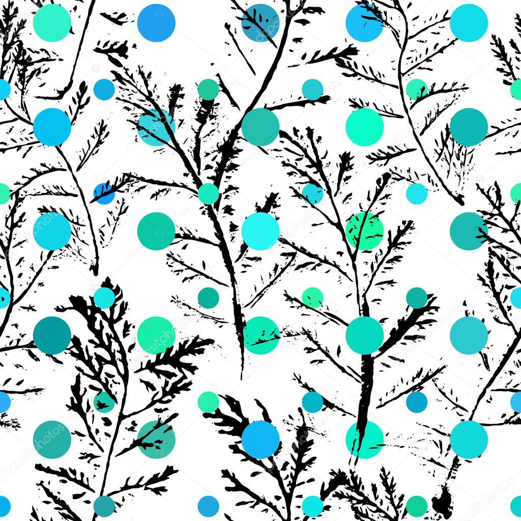 Floral pattern of herbs branches