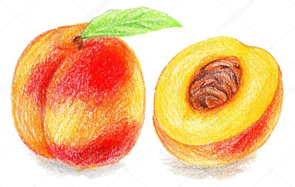 Download Sweet peach with leaf — Stock Vector © Lezhepyoka #80347700