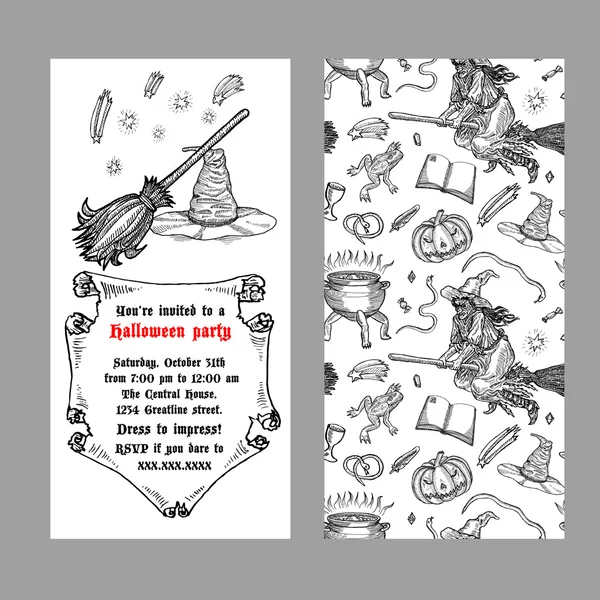 Cadılar Bayramı için mürekkep çizgi çizim. 