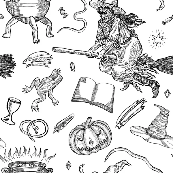 Ilustración de línea de tinta para Halloween . — Archivo Imágenes Vectoriales