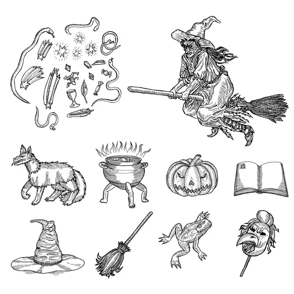 Inkt lijn illustratie voor Halloween. Vectorbeelden