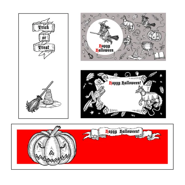 Conjunto de banners de Halloween. — Vetor de Stock