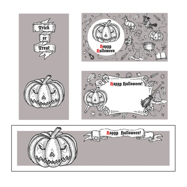 Conjunto de banners de Halloween. — Vetor de Stock