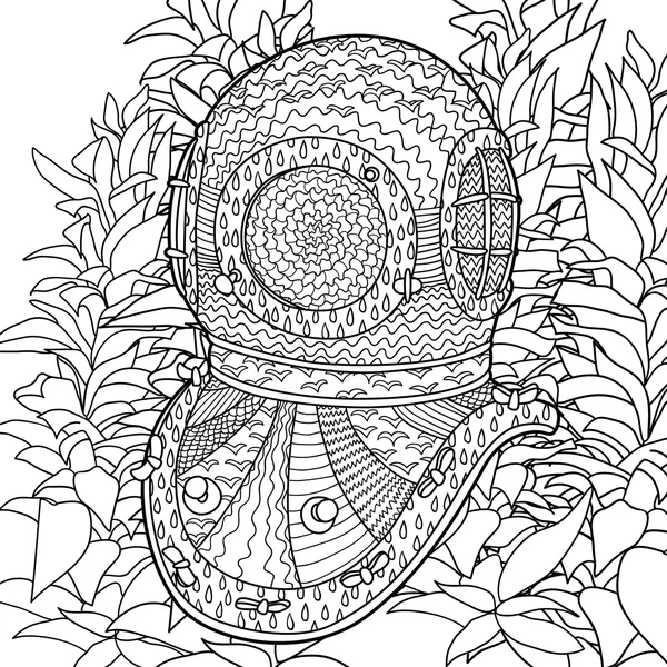 Yetişkinler için boyama sayfaları içinde dalgıçlar kask.