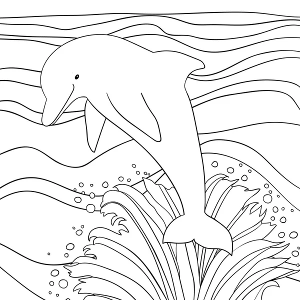 Dauphin avec fond marin . — Image vectorielle