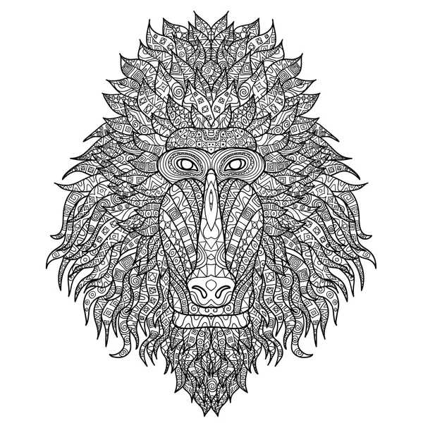 Maymun kafa zentangle tarzı.