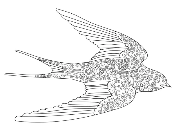 Αφηρημένη διακοσμημένα χελιδόνι πουλί — Διανυσματικό Αρχείο