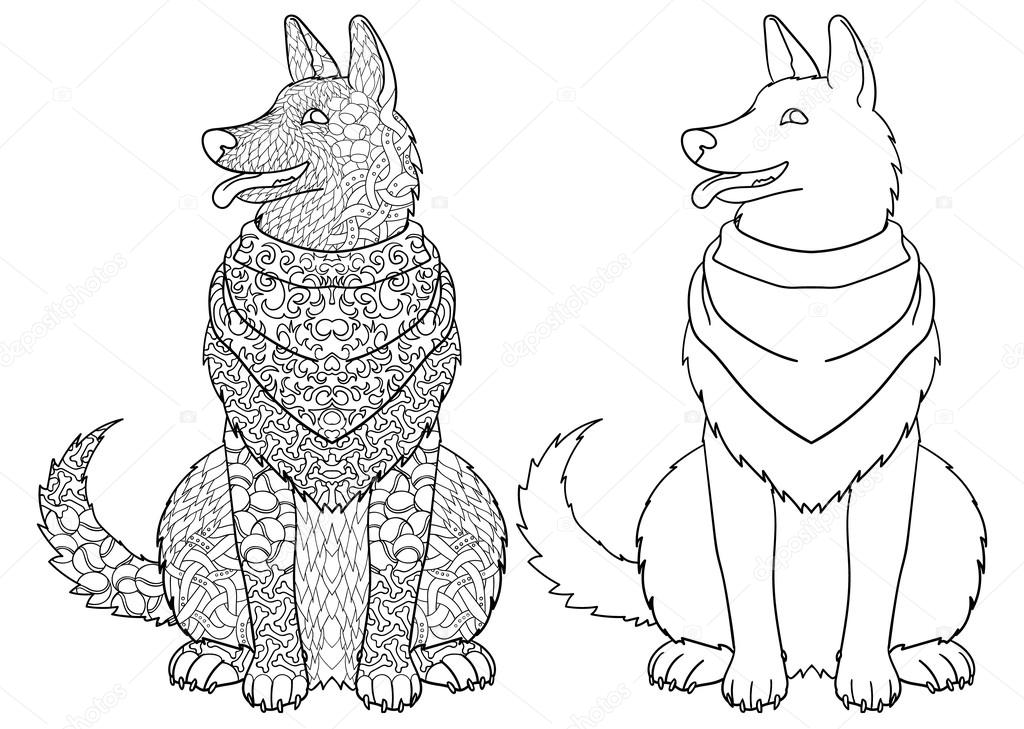 drawn dogs for coloring book