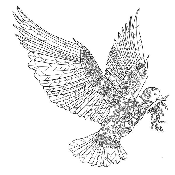 Zentangle tarzı uçan güvercin.