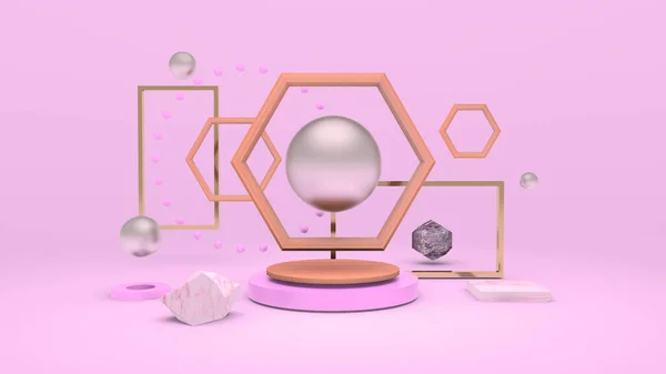 Soyut pembe renk, basit şekil arkaplan, 3D görüntüleme.