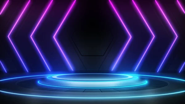 Olay sahnesi neon ışığı, 3D görüntüleme.